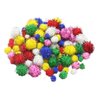 250 POMPONS METALLISES 3 TAILLES ET 6 COLORIS ASSORTIS