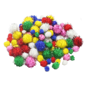 250 POMPONS METALLISES 3 TAILLES ET 6 COLORIS ASSORTIS